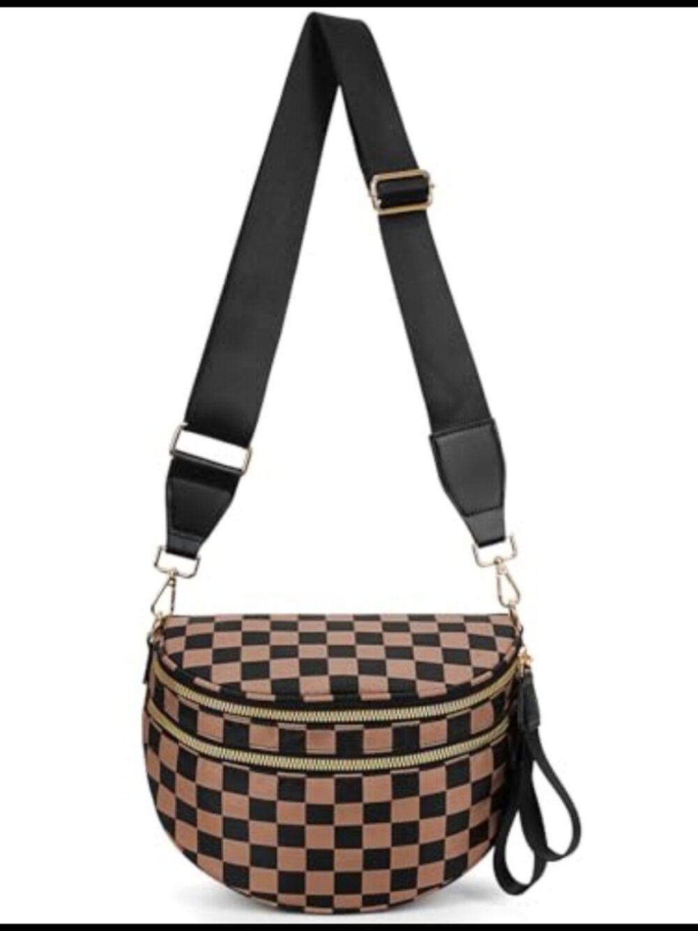 Checkered Crossbody Bag Waterproof Nylon Fanny Pack Travel Gym